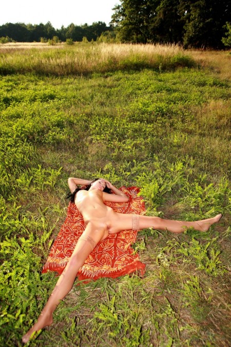 Летняя сенсуальность: обнаженная модель на природе