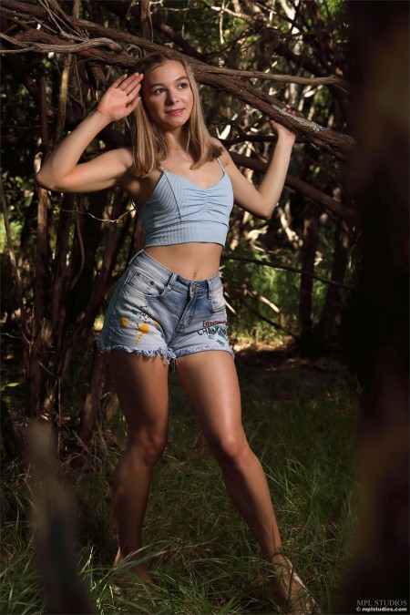 Смелая красота в летнем лесу